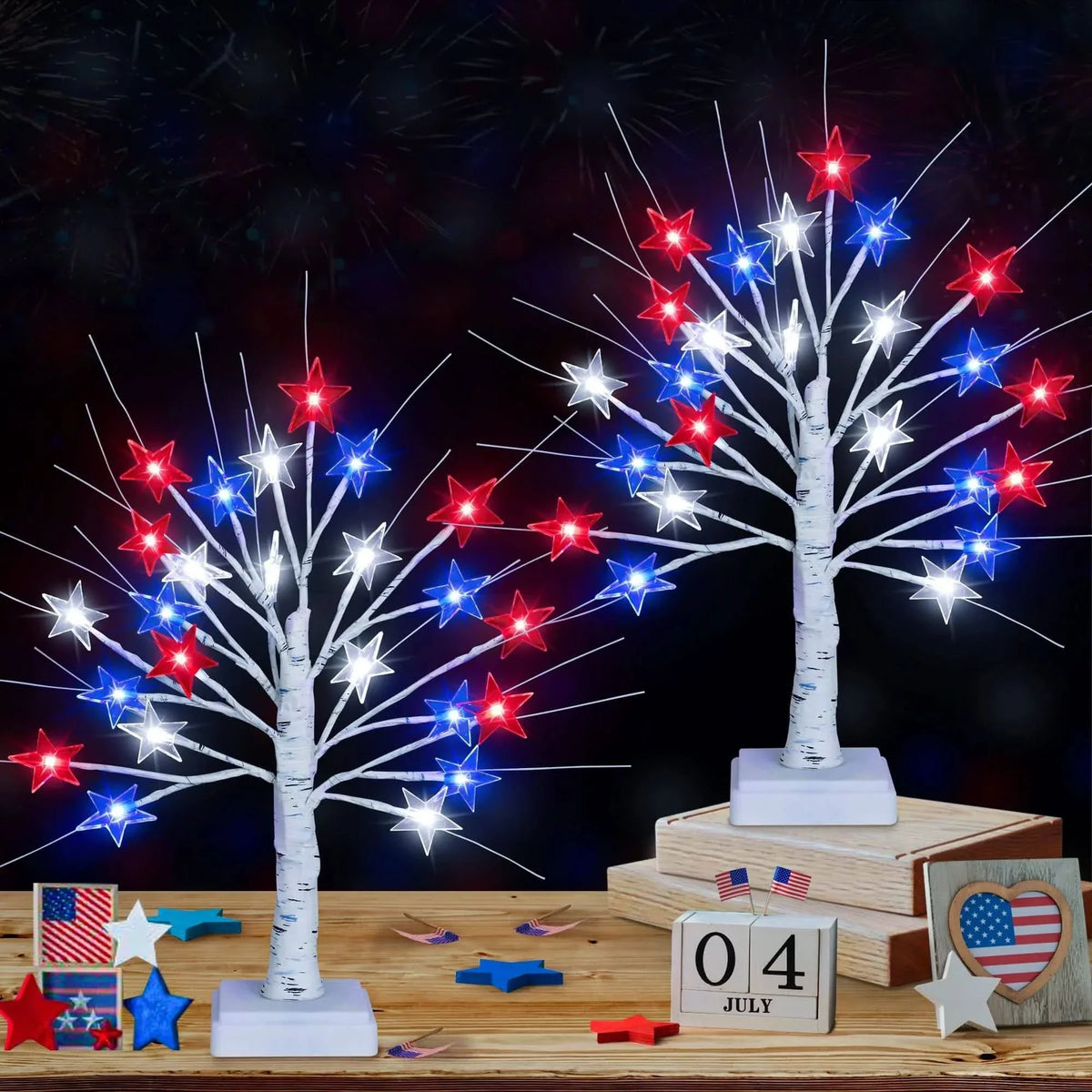 Deluxe Patriotic LED Star Tree Lights
